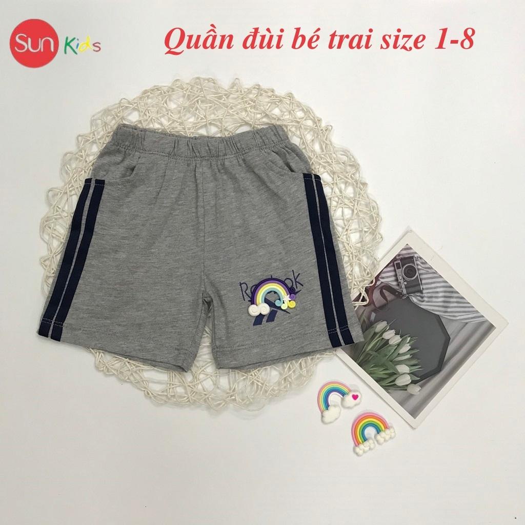 Quần Đùi Bé Trai, Size 1-8, Viền Sọc 2 Bên Khỏe Khoắn, 2 Túi Thật, Chất Cotton Mềm Mát