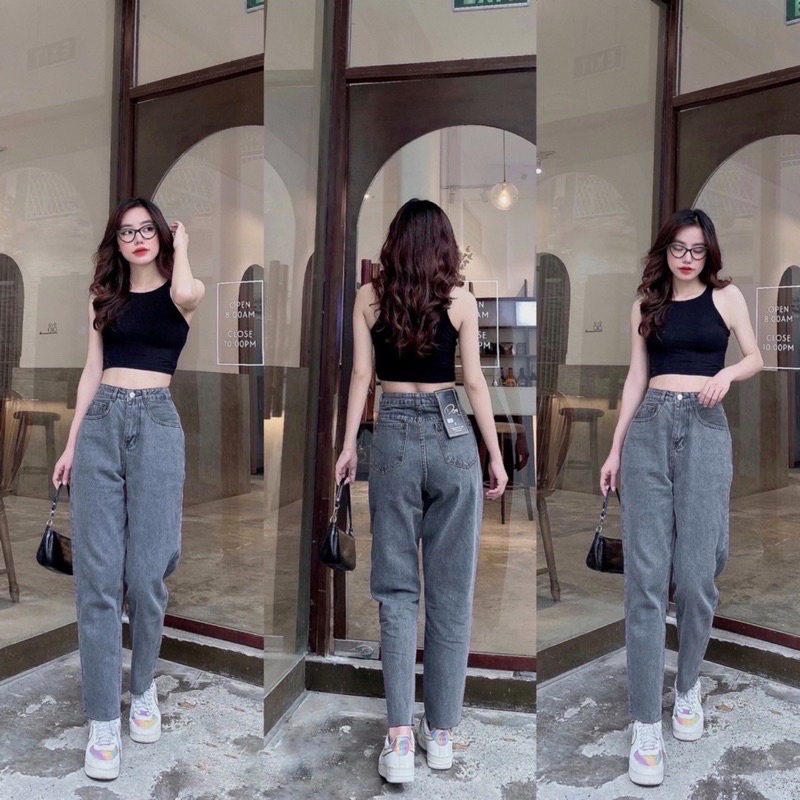 Quần jean nữ dáng đứng ulzzang ống rộng cạp cao, quần bò nữ ống rộng dáng suông phong cách Hàn Quốc | BigBuy360 - bigbuy360.vn