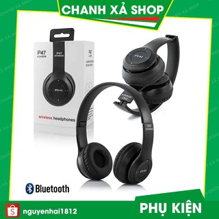 Tai Nghe chụp tai không dây kết nối bluetooth P47 có khe cắm thẻ nhớ - tai nghe p47