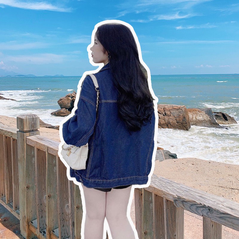 Áo khoác jean nữ dáng rộng, áo khoác bò unisex dáng rộng