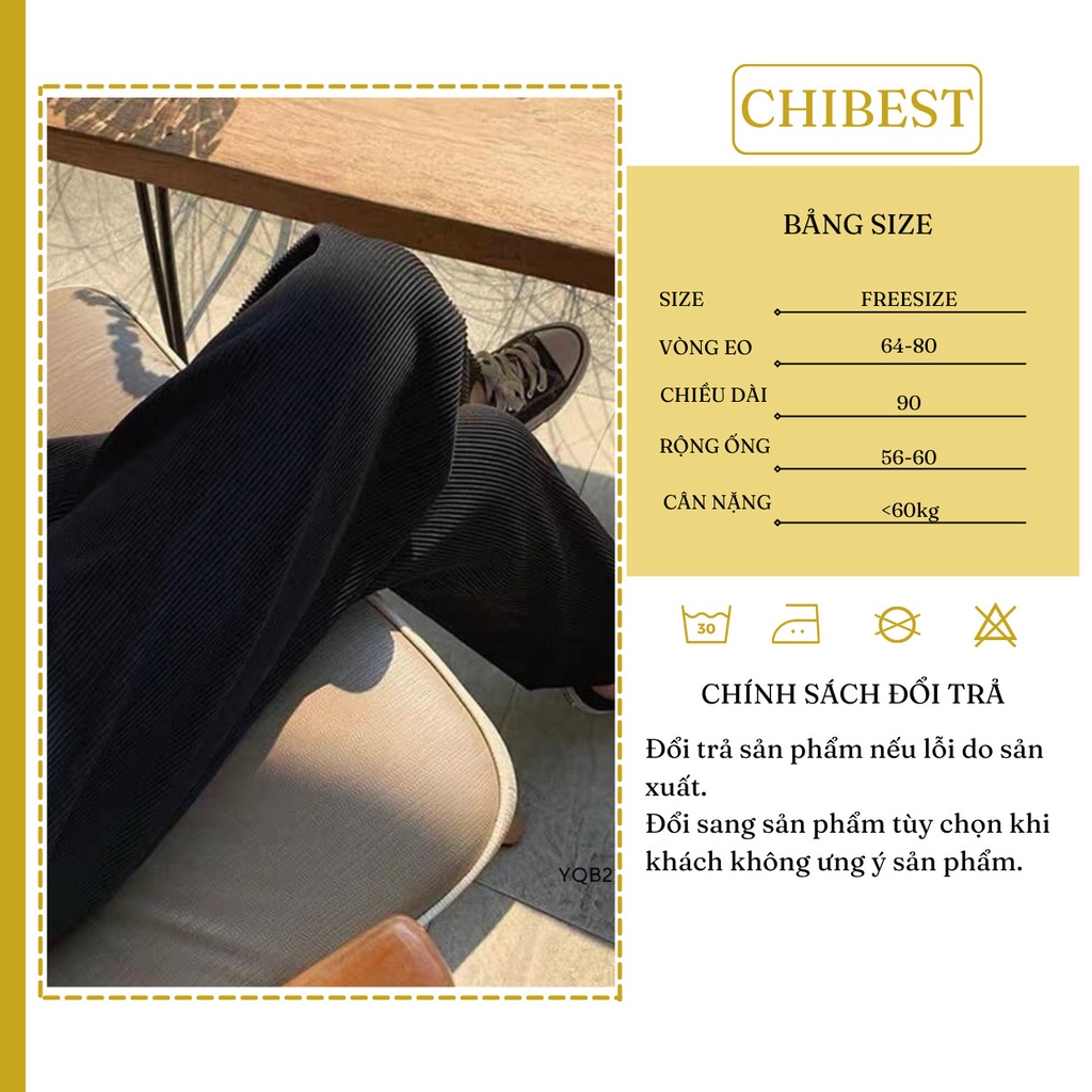 Quần Culottes Ống Rộng Chất Liệu Thun Tăm Lưng Cao Cạp Chun Freesize CHIBEST YQB210