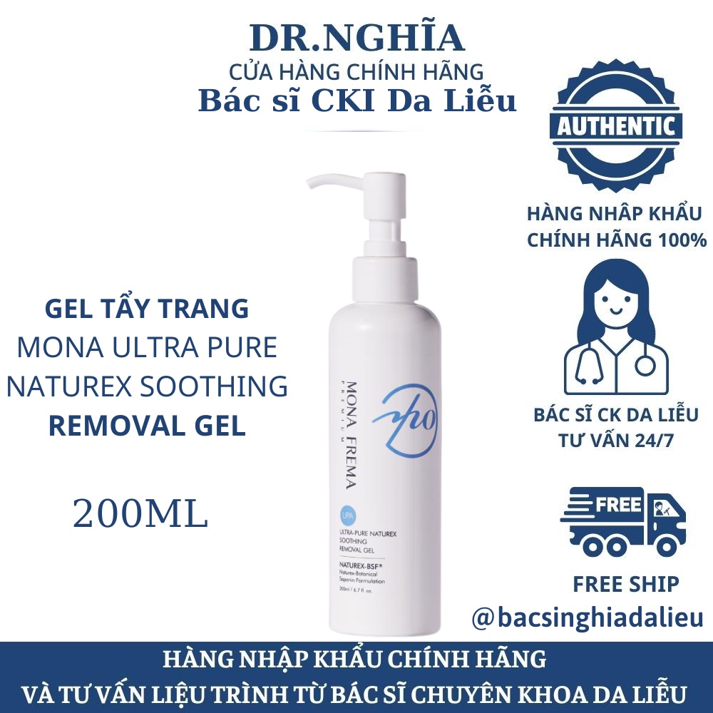 Gel tẩy trang cho da nhạy cảm UPA Ultra-pure Naturex Soothing Removal Gel Mona Frema 200ML