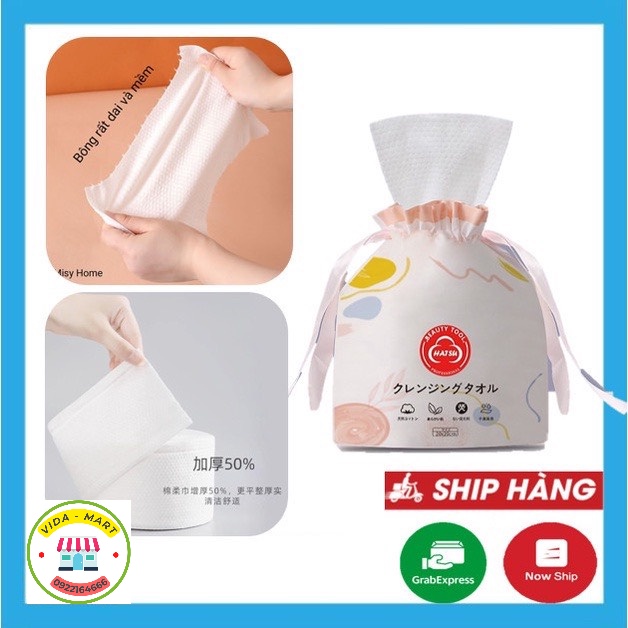 Khăn Lau Mặt Dùng 1 Lần Đa Năng Hatsu, Bông Tẩy Trang Dạng Cuộn Đựng Trong Túi Rút Siêu Tiện Lợi (SP002247)