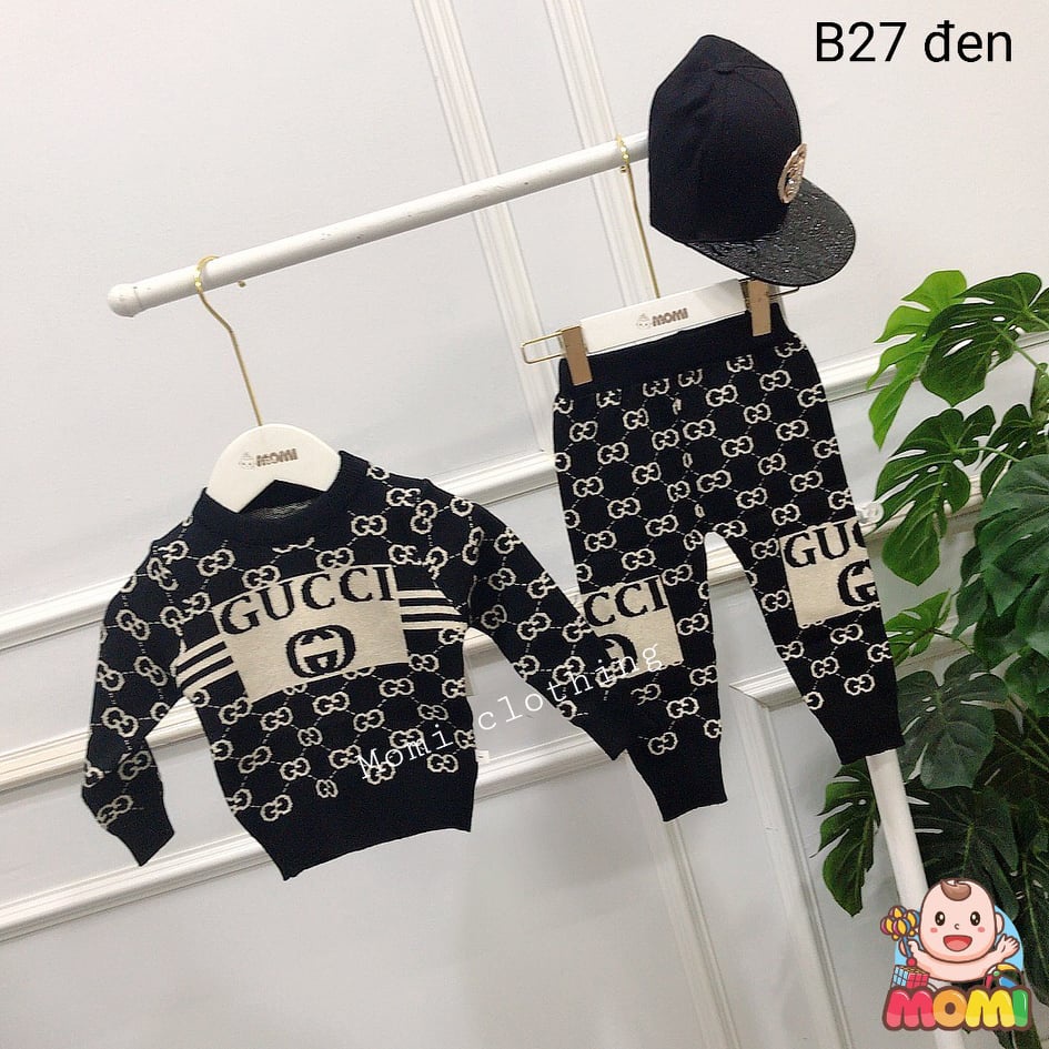 Bộ len GUCCI chữ cho bé trai -B27 - CAM KẾT HÀNG QUẢNG CHÂU CAO CẤP LOẠI 1