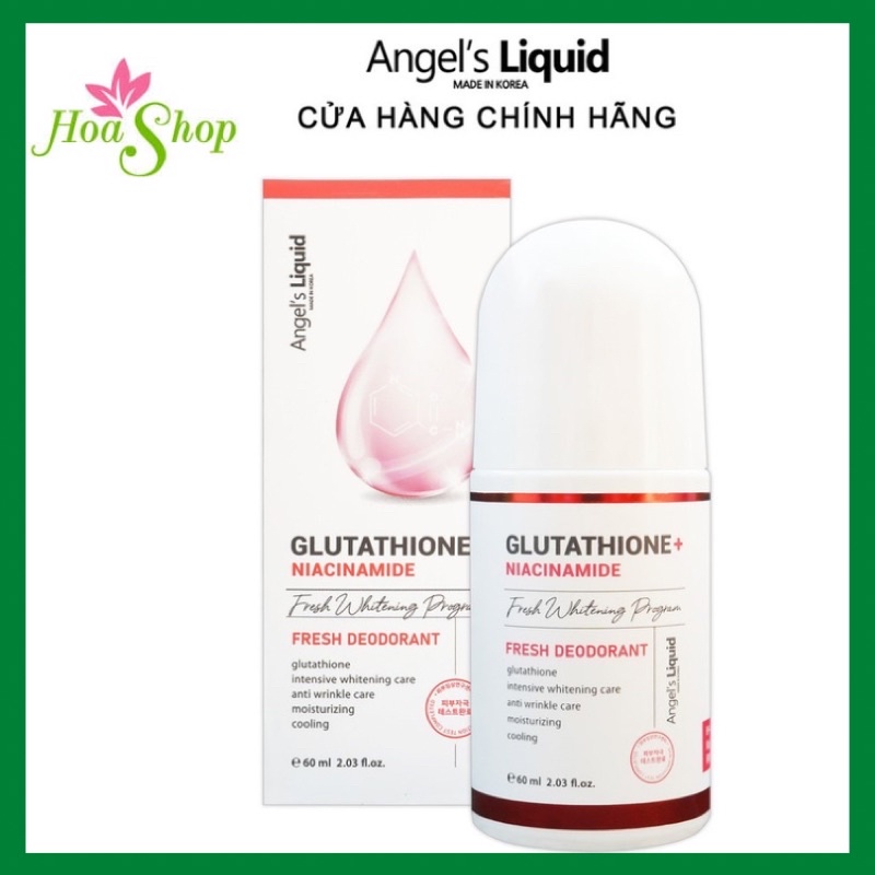 Lăn nách mờ thâm, dưỡng trắng da Angel Liquid Glutathione plus Niacinamide Fresh Deodorant 60ml