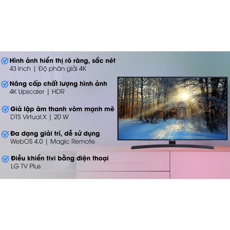 Smart Tivi LG 4K 43 inch 43UK6340PTF CHÍNH HÃNG MỚI 100%