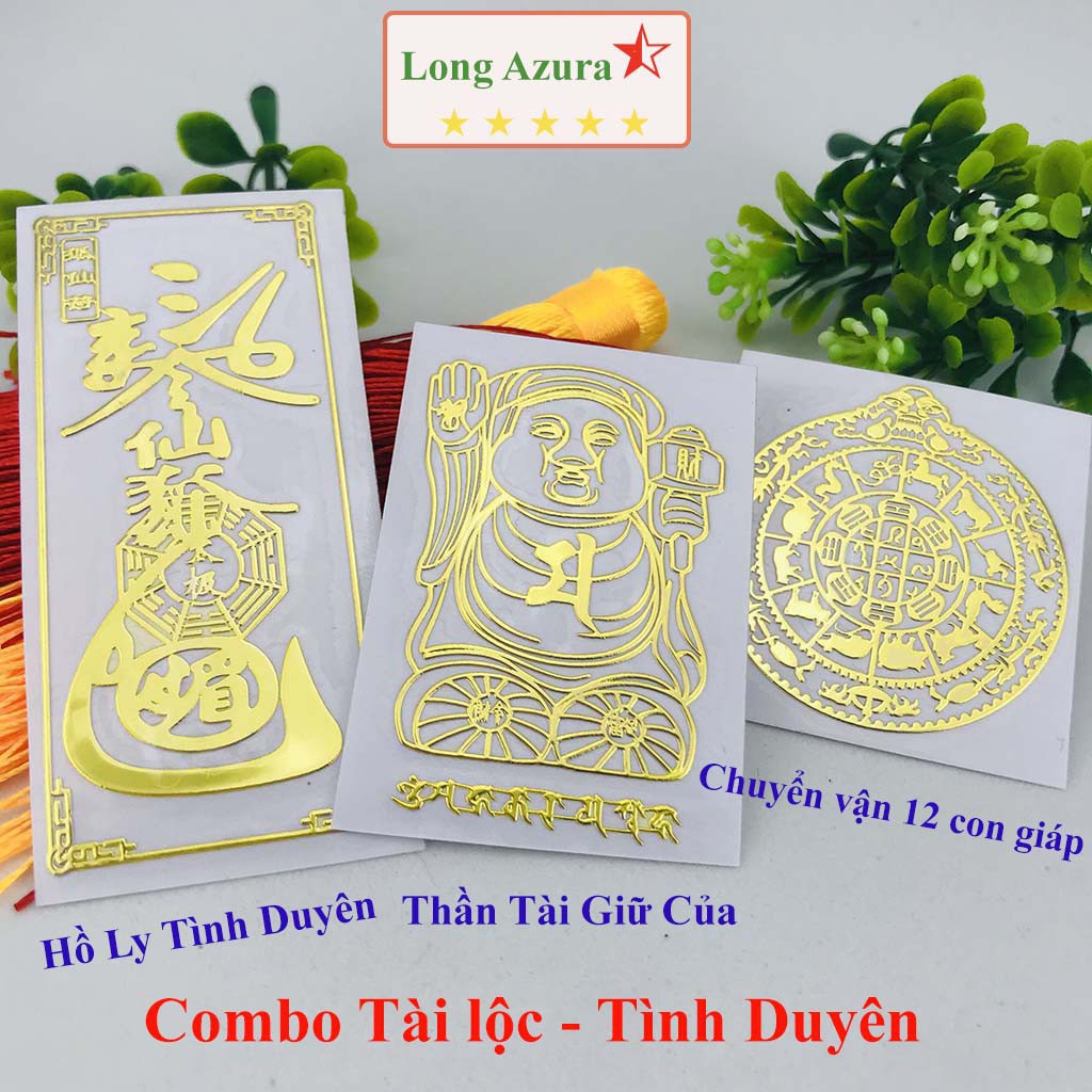 Miếng dán điện thoại combo 4 miếng, tình duyên, may mắn, thần tài, bình an, lá may mắn phong thủy