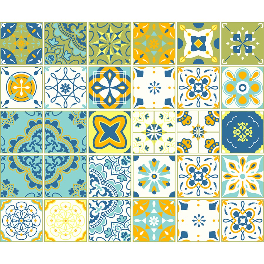 Decal Gạch Bông C15 - Set 30 ô 20x20cm - Dán tường, Dán bếp, Trang trí nhà cửa - Viet Decor