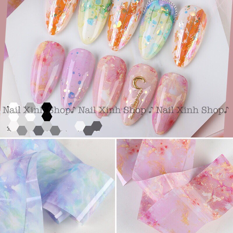 [ NEW] Giấy Foil Dán Móng Tay Họa Tiết Đá Cẩm Thạch - Nail Xinh Shop