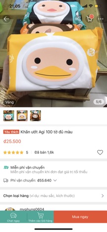 Khăn ướt agi 100 tờ đủ màu