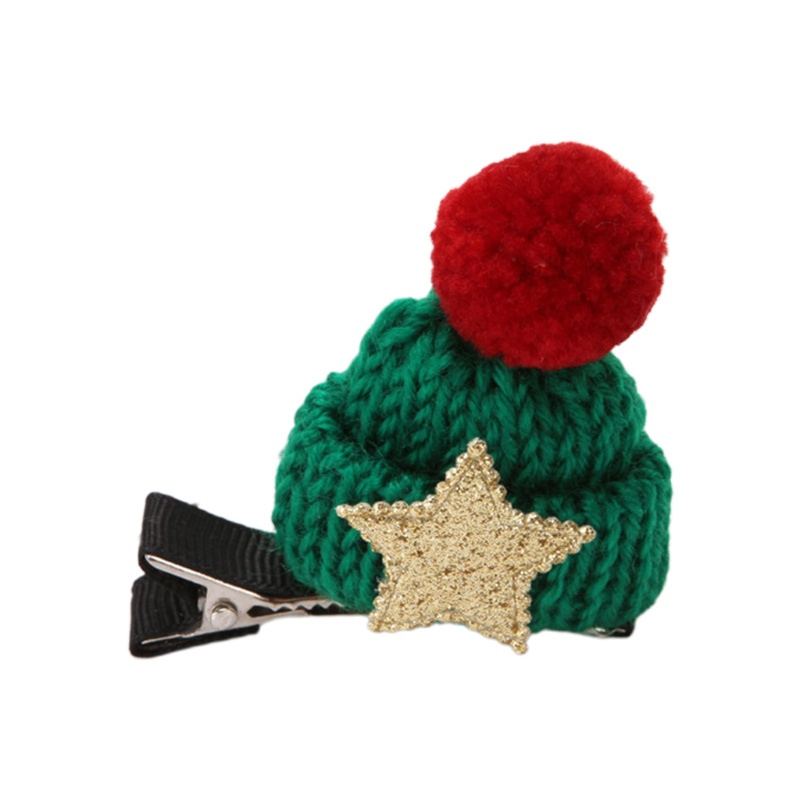 Kẹp Tóc Hình Nón Len Giáng Sinh Dễ Thương 5x5cm
