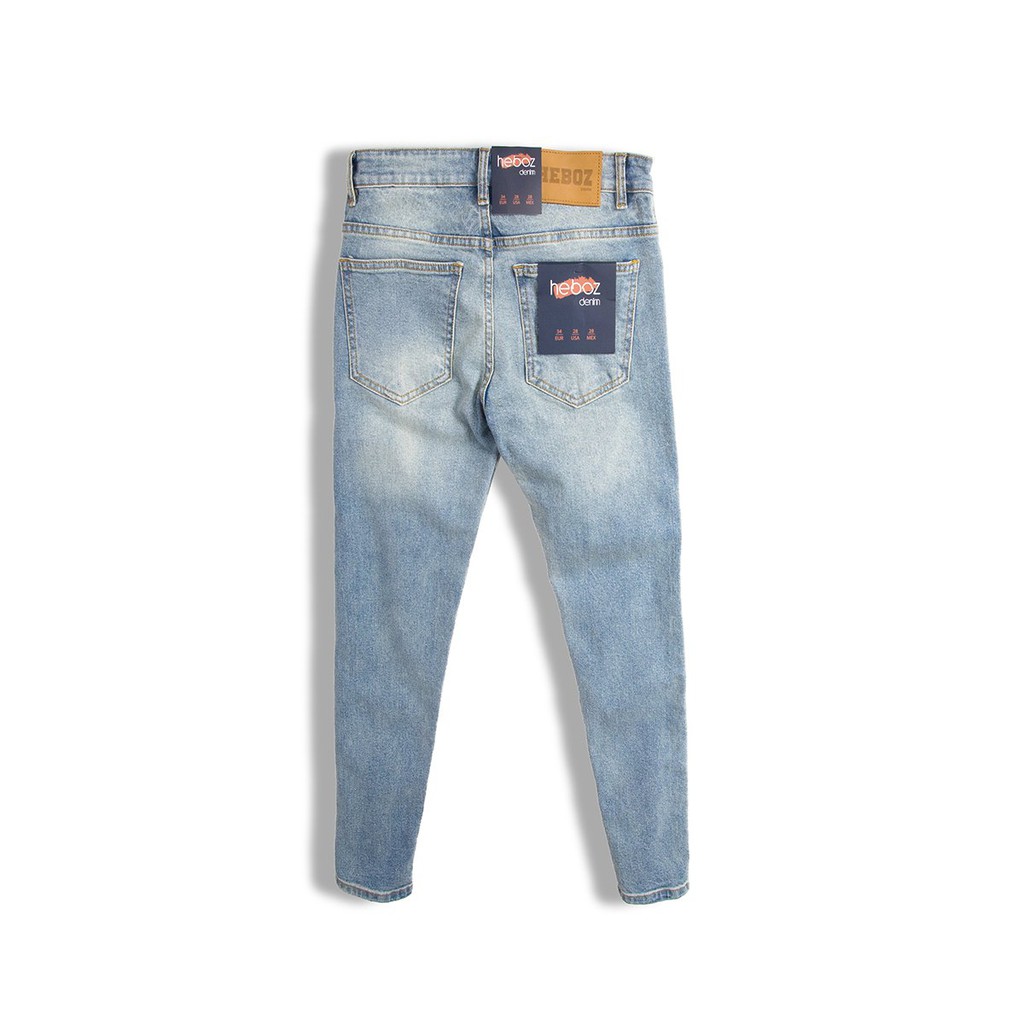 Quần Jean nam - Quần jean HEBOZ màu xanh pha rách, vải denim mềm mịn, co giãn nhẹ - 02 - 00000693