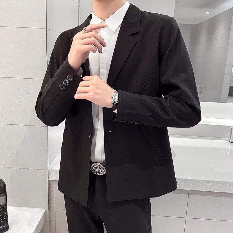 Áo Khoác Vest Màu Đen / Xám Nhạt Phong Cách Hàn Quốc Thời Trang Công Sở Cho Nam