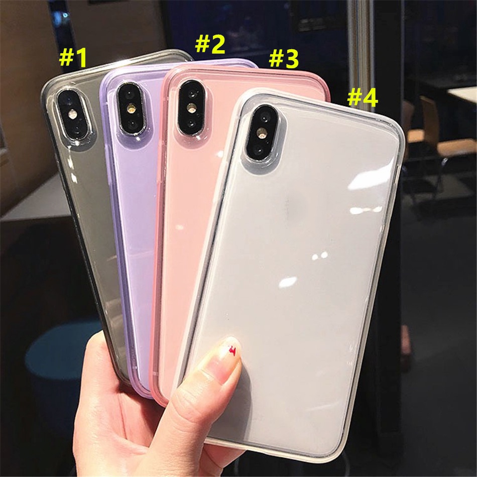 Ốp lưng mềm trong suốt màu kẹo ngọt cho IPhone 12 12Pro 11 11pro max XR XSmax 6 7 8 6