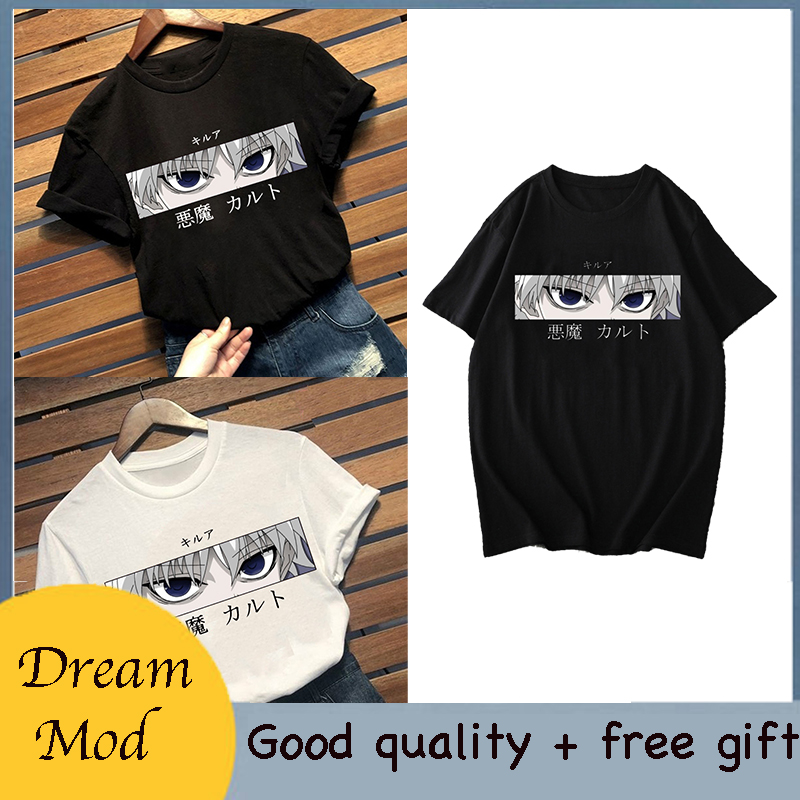 DreamMod Anime T-shirt Áo Thun Nam Ngắn Tay In Hình Mắt Quỷ Sáng Tạo