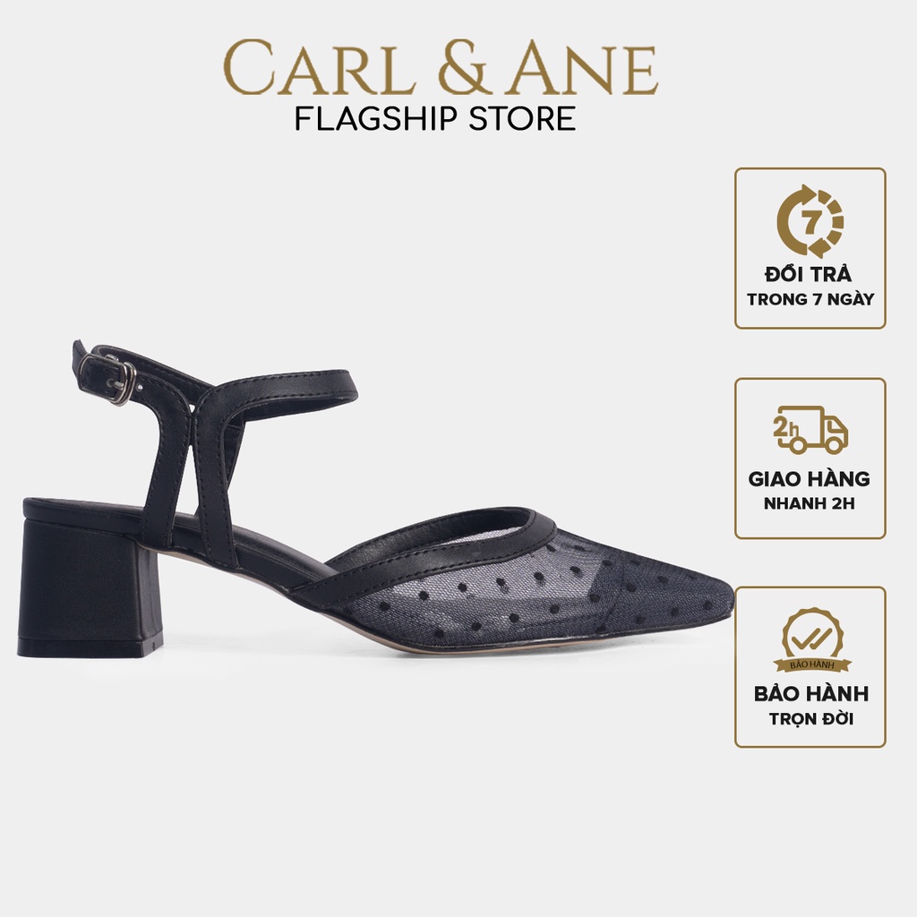 Carl &amp; Ane - Giày cao gót bít mũi phối lưới cao 5cm màu đen - CL010