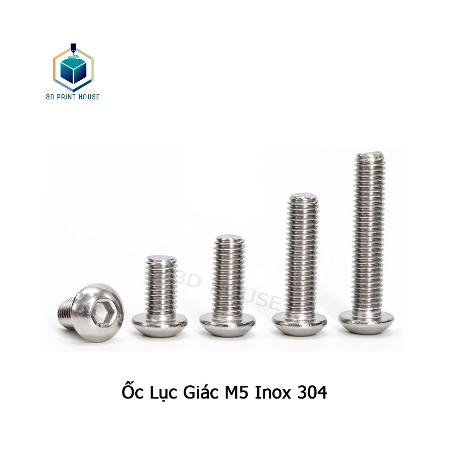 Ốc - Bulong Lục Giác Inox 304 M5 Đầu Dù - Dùng Lục Lăng 3
