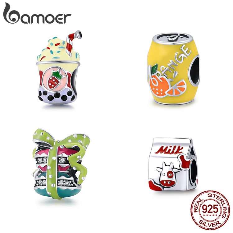 Hạt xỏ BAMOER SCC1945 bạc 925 hình đồ uống 4 kiểu tùy chọn thời trang làm dây chuyền DIY