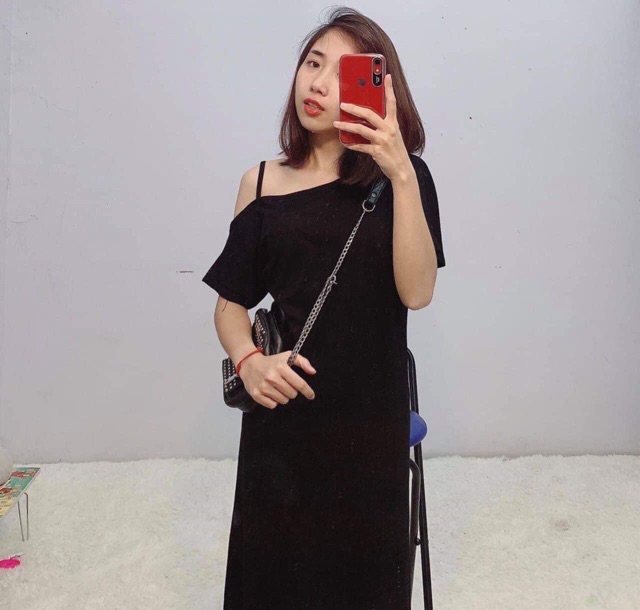 ĐẦM SUÔNG-VÁY SUÔNG COTTON TAY LỠ LỆCH VAI | BigBuy360 - bigbuy360.vn