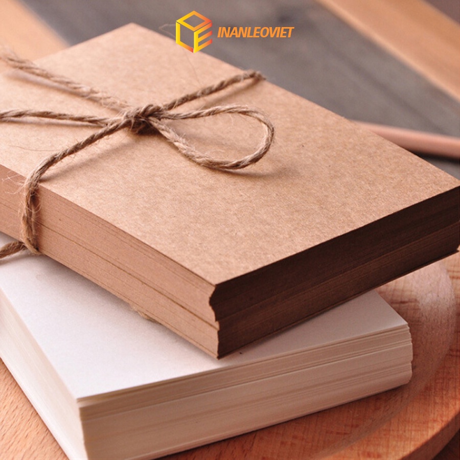 Thiệp trơn kraft nâu và trắng kích thước 9.5x14.5cm ~ A6 để viết lời cảm ơn, chúc mừng định lượng giấy cứng cao cấp 300g