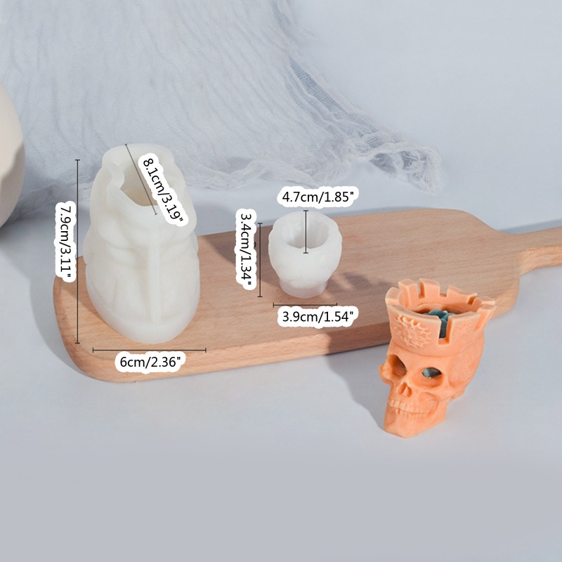 Khuôn Làm Nến Silicone Hình Đầu Lâu 3D
