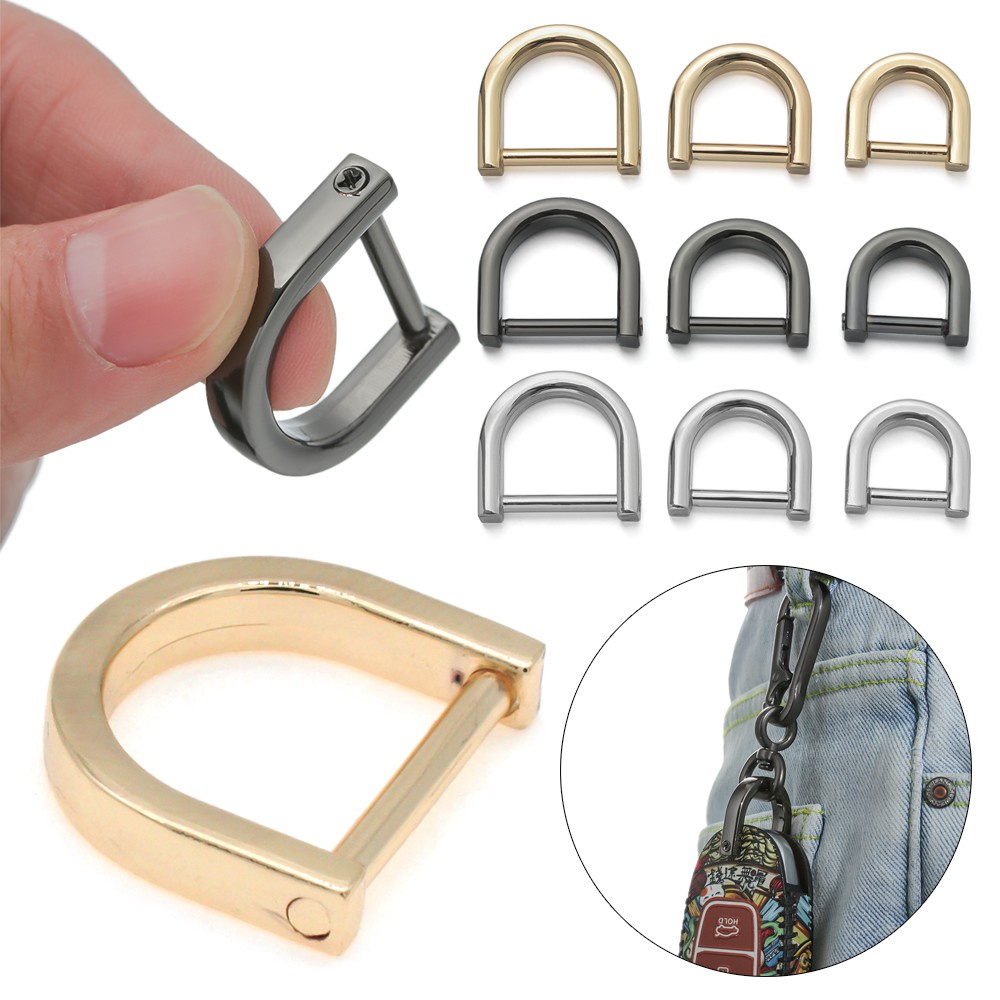 MOILY Metal D Ring Buckle Bag Strap Accessories Open Screw Clasp Detachable DIY Belt Handle Shoulder Webbing Buckle Leather Craft/Multicolor
