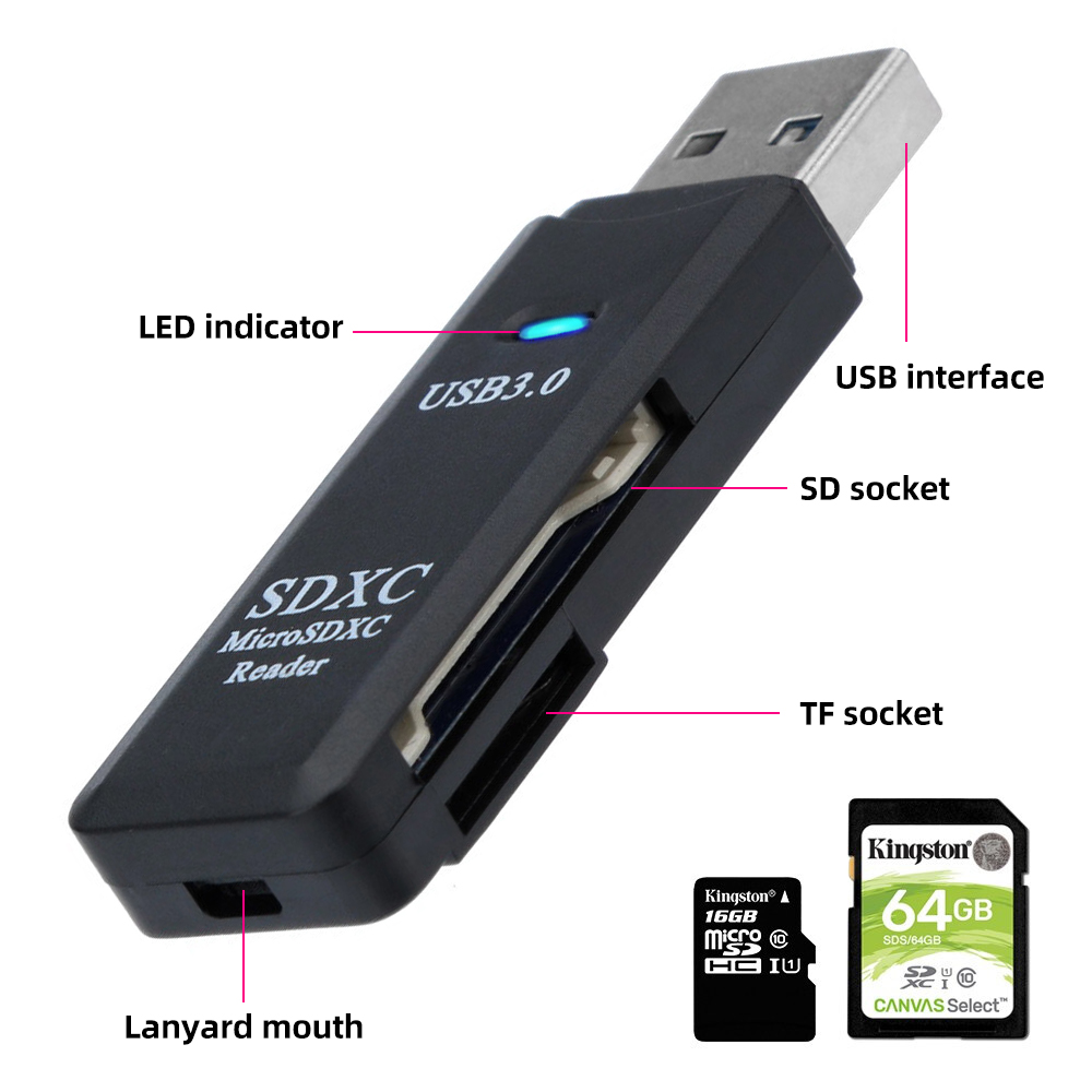 Đầu đọc thẻ nhớ Ankndo 2 trong 1 kết nối cổng USB 3.0 Micro SD TF tốc độ cao chuyên dụng