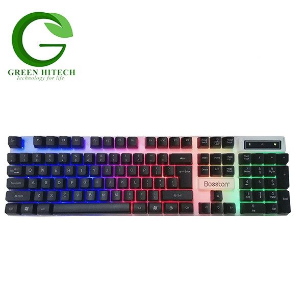 Bàn Phím Giả Cơ Bosston 808 LED 7 Màu / Khắc lazer chống bay màu chữ - Gaming keyboard