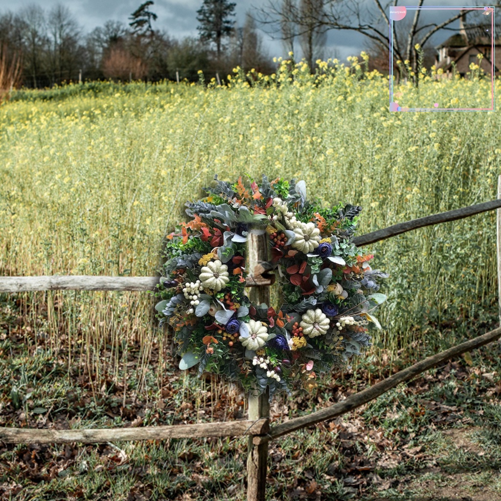 Vòng Hoa Treo Cửa Trang Trí Hình Trái Bí Ngô Bằng Nhựa Sống Động