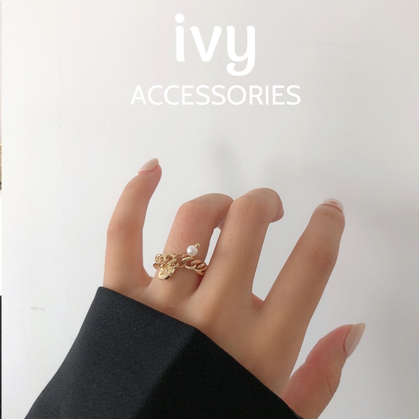 Nhẫn nữ " women ring" dây xích bản vừa cổ điển phong cách sang trọng tinh tế Ivy.acc N19