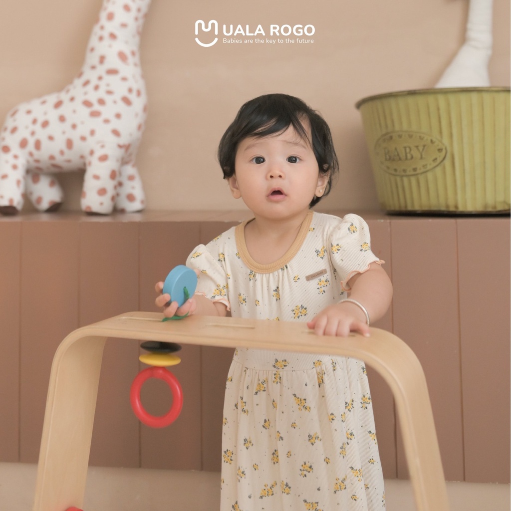 Váy bé gái Ualarogo 6 tháng - 4 tuổi xòe cotton thoáng mát cổ tròn tay bèo 3951