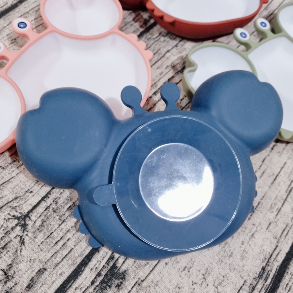 Khay ăn dặm silicon chống đổ hình cua dễ thương cho bé