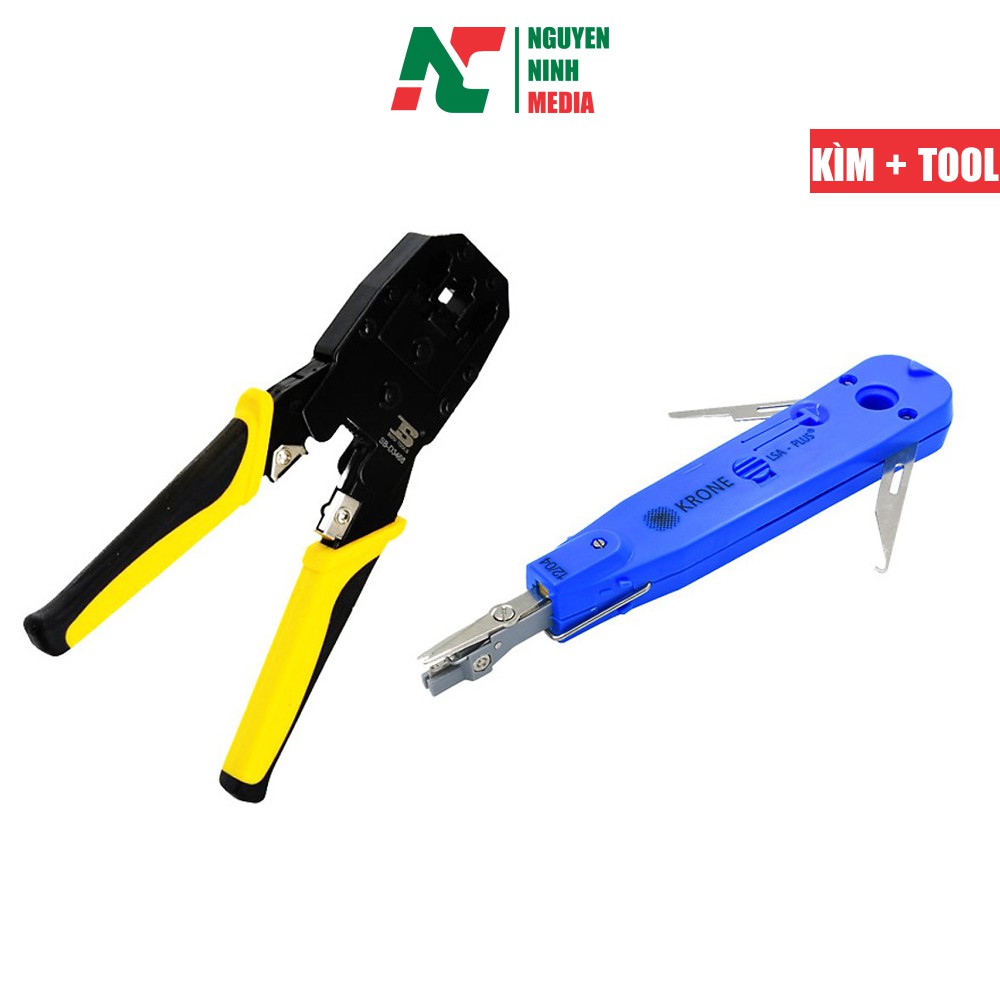 Combo Kìm bấm mạng BS và Tool nhấn mạng, nhấn phiến âm tường