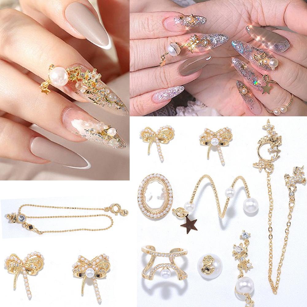 Set 2 Hộp Phụ Kiện Trang Trí Móng Tay CLEOES|Phụ Kiện Trang Trí Móng Tay Hình Bướm 3D Bằng Hợp Kim DIY
