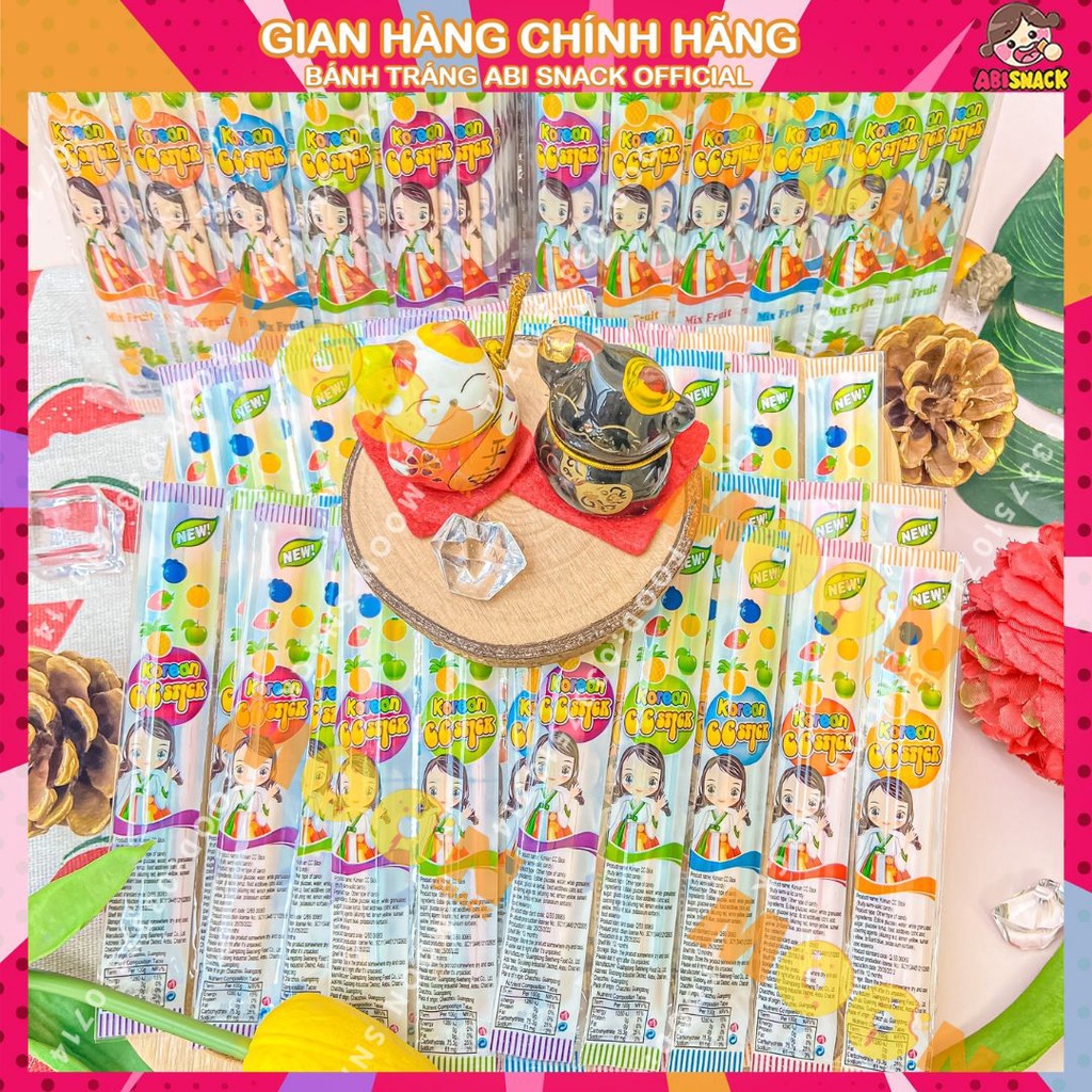 Set 1 vĩ gồm 5 gói tăm lạnh hình cô gái Hàn cc stick vị trái cây sắc màu vô cùng thơm ngon sỉ đồ ăn vặt Moon Snack