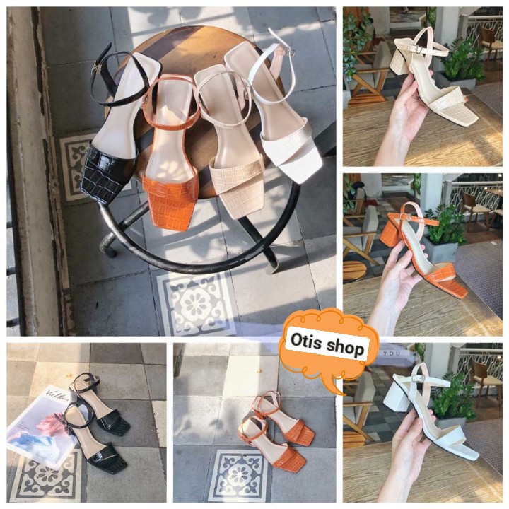 Sandal nữ 5 phân bảng ngang vân cá sấu