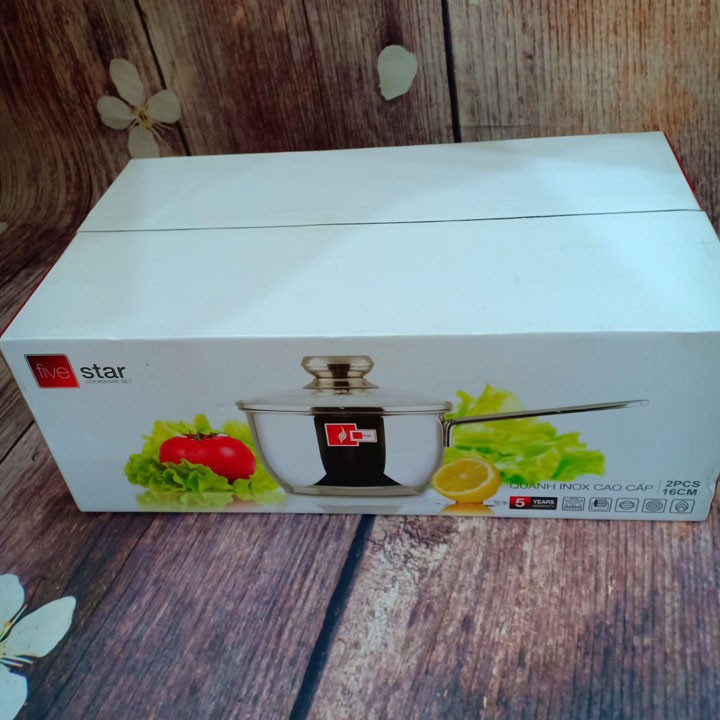 Quánh 3 đáy inox 430 Fivestar Standard nắp kính bếp từ FSQ16001 (16cm) TỐT CHO SƯC KHỎE