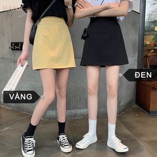 Chân váy chữ A ngắn lưng cao có quần lót trong - Màu Đen Vàng - Mặc đi làm Công sở - Đi học - Đi chơi - Phối đồ MAX xinh