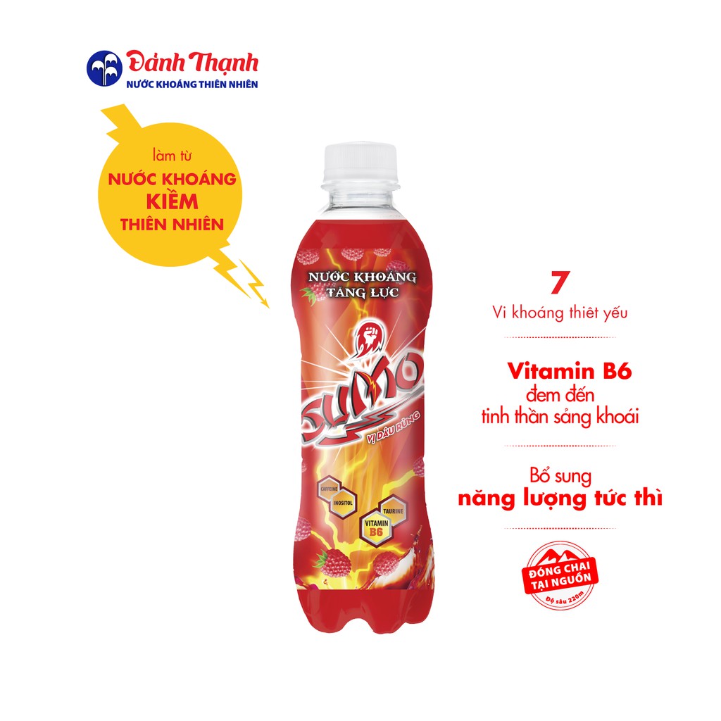 Thùng 24 chai Nước Khoáng Tăng Lực Sumo Dâu Rừng 350ml