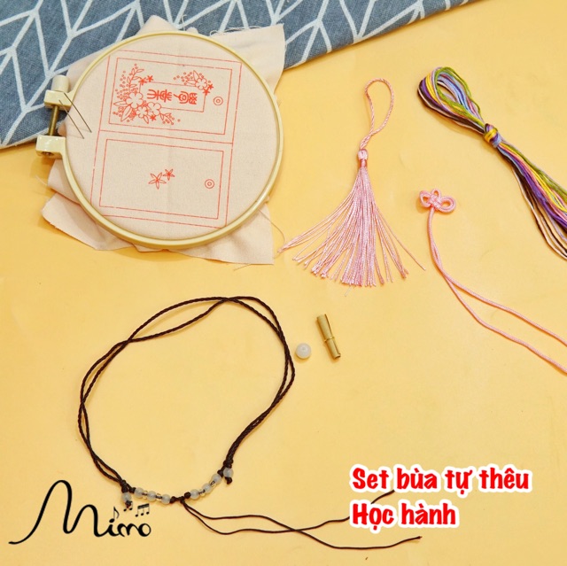 Bộ kit tự thêu túi thơm,dây đeo may mắn, túi ước nguyện Omamori tình yêu, bình an may mắn