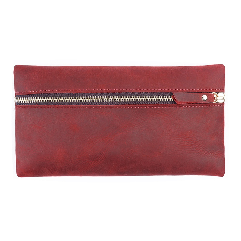 Túi Đựng Bút Bằng Da Bò Có Khóa Kéo Tiện Dụng