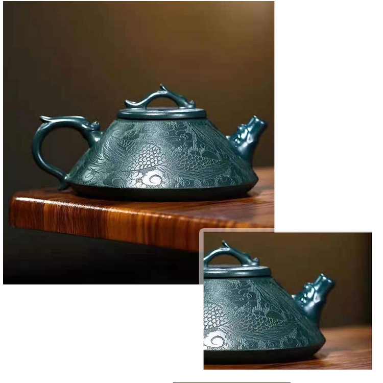 Ấm Tử Sa Nghi Hưng Thạch Biều Long Phụng 300 ml (Thiên Thanh Nê)