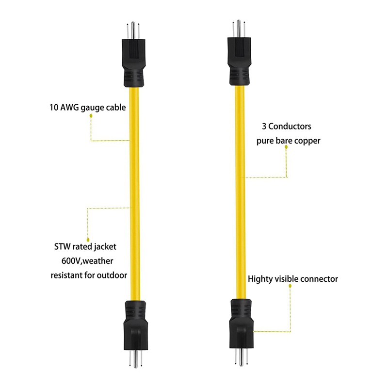 Dây Nối Dài 2Ft 3 Chấu 12AWG 125V NEMA 5-15P Sang 5-15P