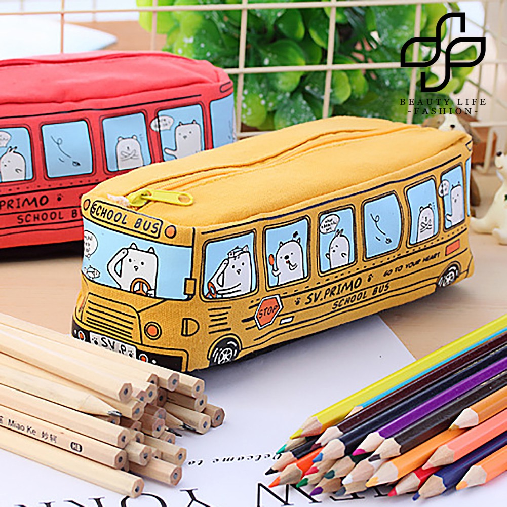Túi Đựng Bút Đựng Dụng Cụ Học Tập Tạo Hình Xe Buýt Xinh Xắn