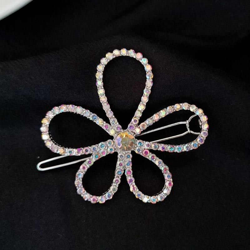 Kẹp tóc hợp kim hình bông hoa đính kim cương nhiều màu sắc sang trọng