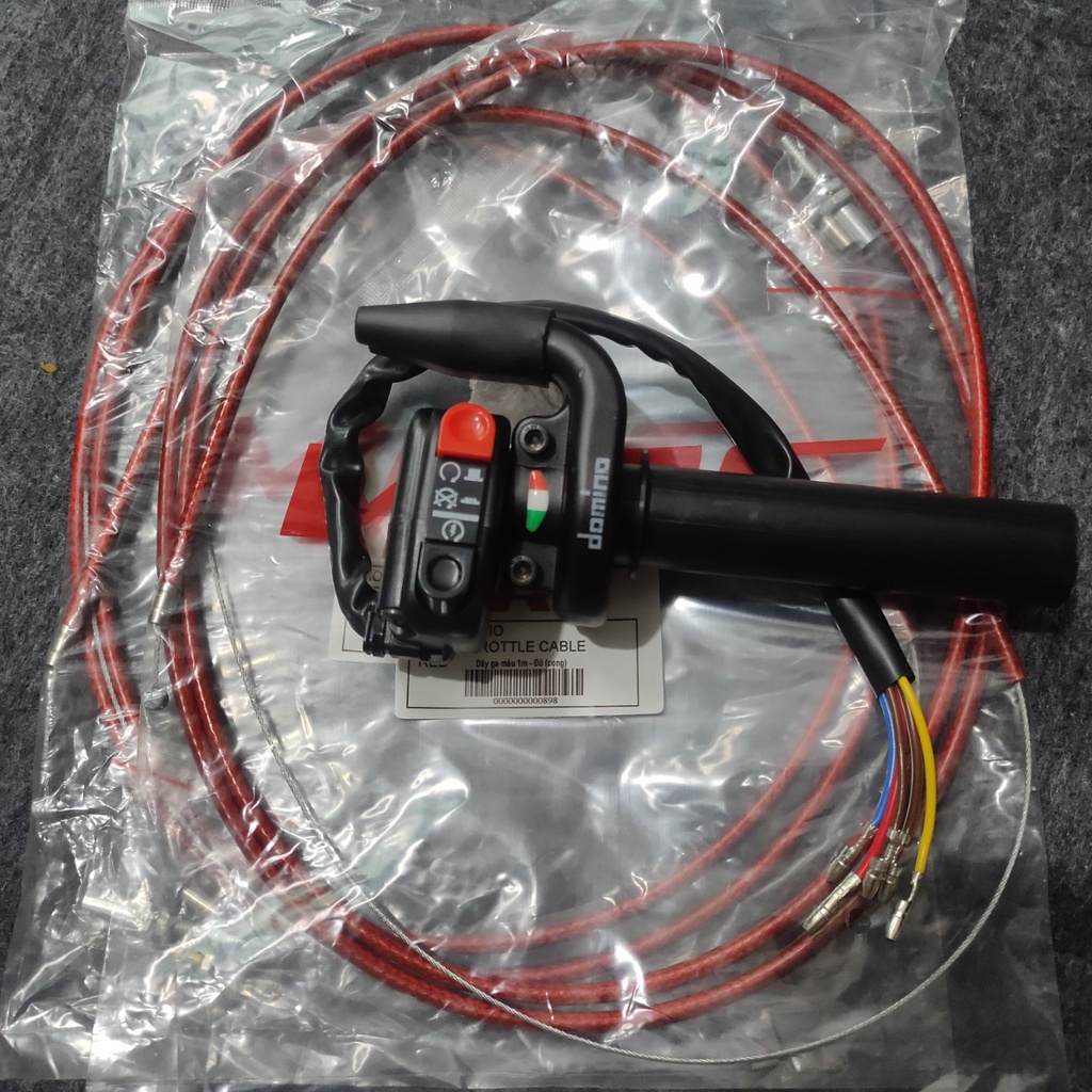 Combo Cùm domino kèm công tắc đề và dây ga thái cho các dòng xe Sonic, Satria, Raider