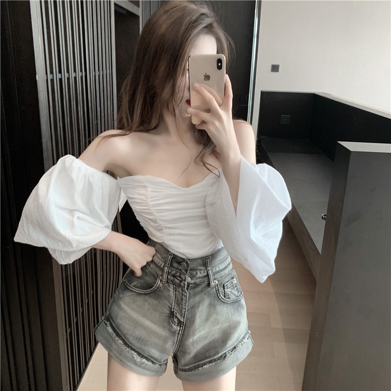 Áo Ngắn Tay Trễ Vai Dễ Phối Đồ Thời Trang Mùa Hè Quyến Rũ