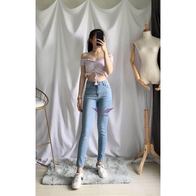 Quần jean nữ 9 tấc lưng cao dáng đẹp NPSHOP, quần bò cạp cao skinny jeans bigsize co giãn tốt