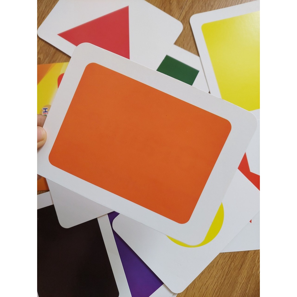 Thẻ học thông minh kích thước lớn 12x16cm chủ đề hình khối -  Flashcard TGXQ Glenn doman chuẩn