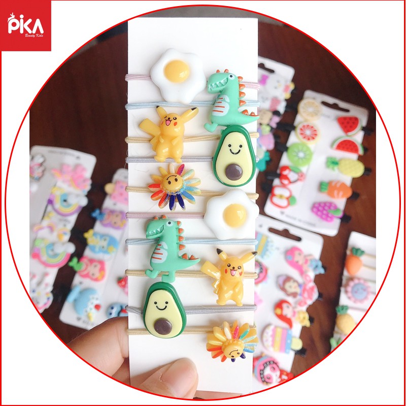 Set 10 Dây Buộc Tóc -Bé Gái -Pika kids- Nhiều Hình Dễ Thương Giao Ngẫu Nhiên